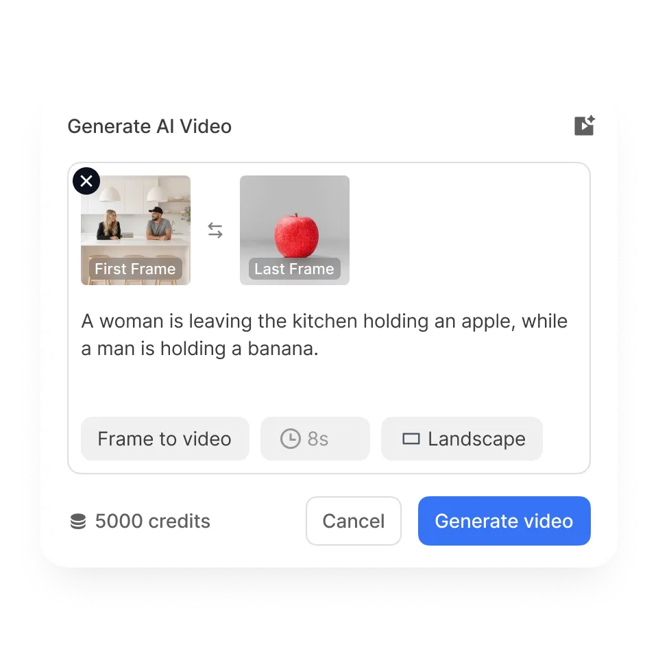 Generation stage in AI Director Mode where Visla creates scenes, visuals, narration, and structured AI-generated videos.